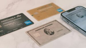 Credit cards beside a smartphone representing credit and identity protection